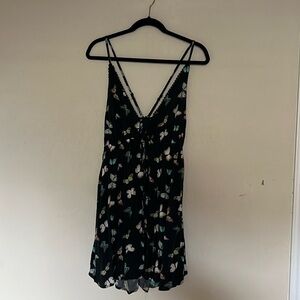 Black butterfly babydoll top